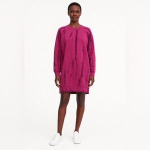 Michael Stars Magenta Tie Dye Sweatshirt Dress Cozy Fleece Raglan Sleeves M/L